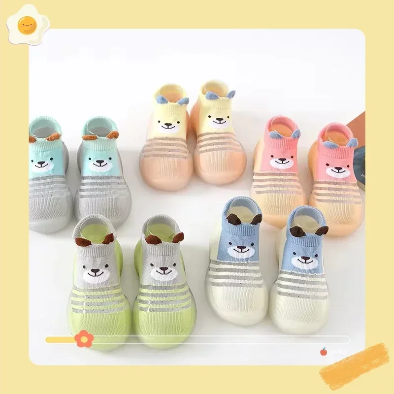 Kaus Kaki Bayi Anti Selip dan Anti Aus Anak-anak Gaya Klasik Sepatu Jalan Bayi Kartun, Kaus Kaki Lantai Sepatu Jaring Bersirkulasi Musim Panas