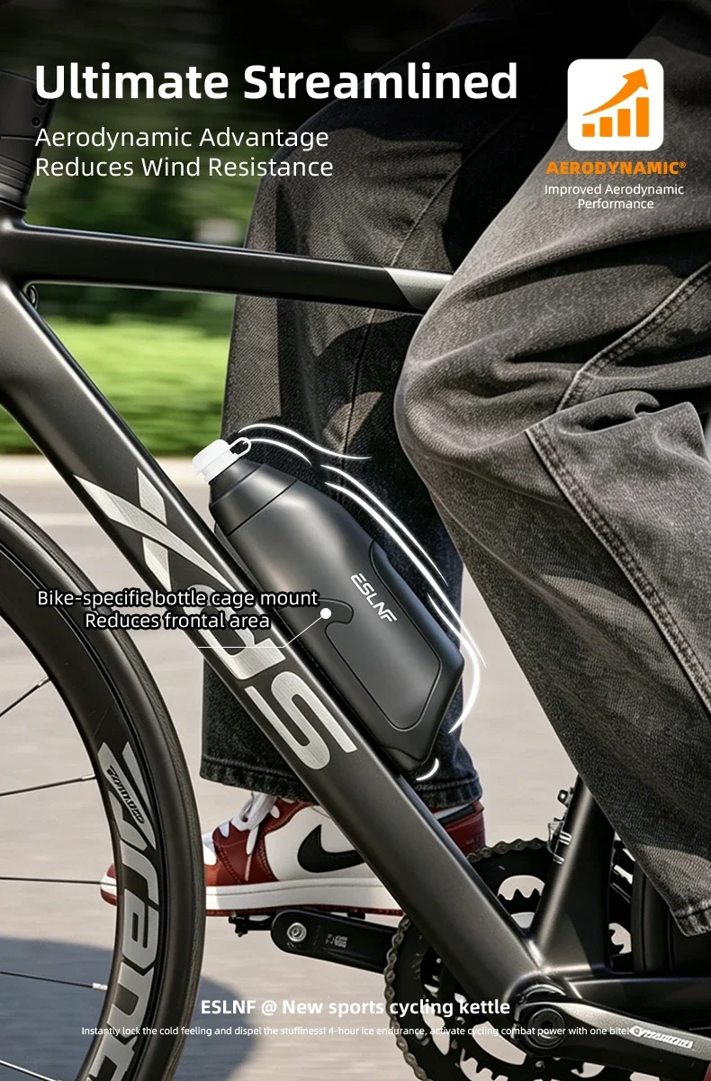 ESLNF 680ML Aerodynamisches Wasserflaschenset aus Lebensmittelqualität PP5 mit Ultraleichtem Carbonfaser-Flaschenhalter Fahrradzubehör – Detail 8