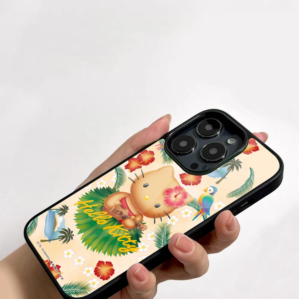 S-Sanrios Kittys Cute Hallo Cat Phone Case For IPhone 11 12 13 14 15 16 Plus Pro Max Mirror Acrylic PC TPU Cover