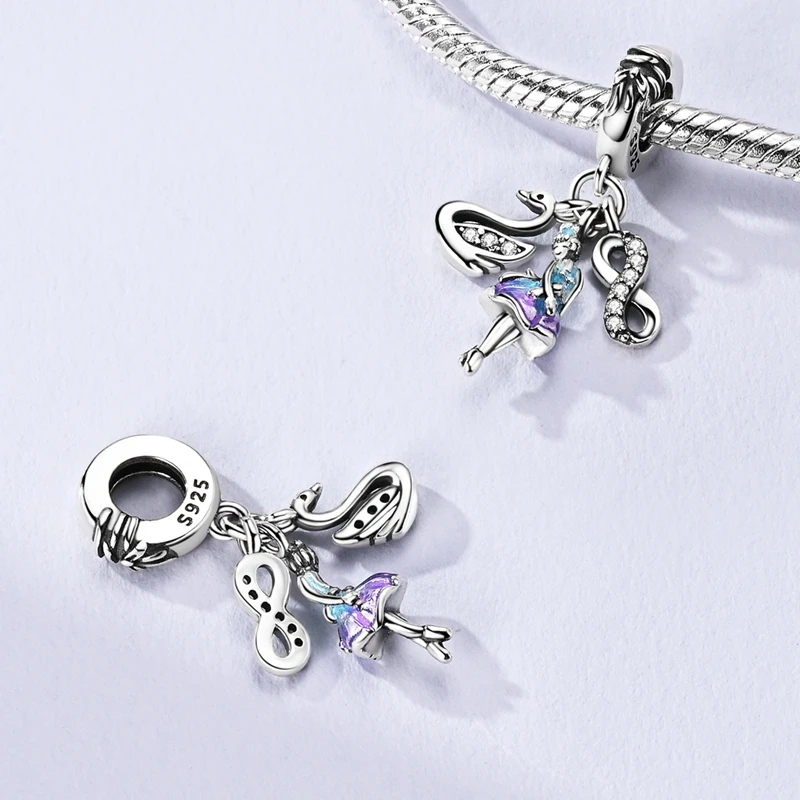 Charms-Anhänger Original 925 Sterling Silber Kürbiskutsche Prinzessin Ballettschuh Charm-Perle Passend für Armband Damen DIY Schmuck Geschenk – Detail 23