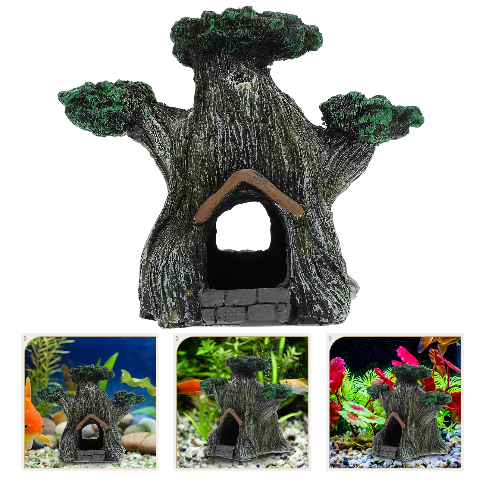 

Fish Tank Decorations Aquarium Mushroom Barrel Cave Tunnel Driftwood Resin