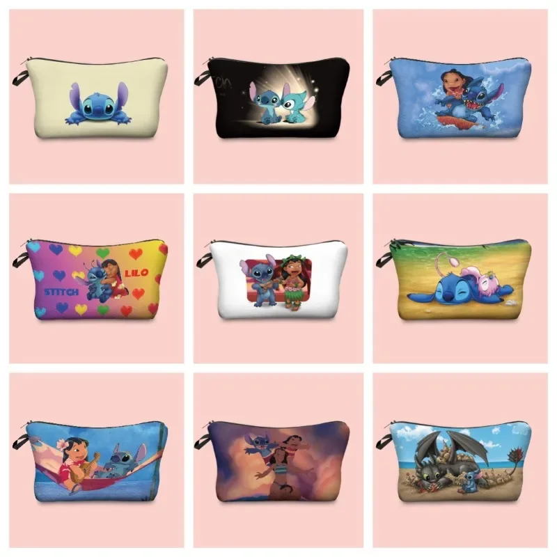 

Disney Anime Stitch Makeup Bag Cute Printed Multi-Purpose Storage Toiletries Travel Bag Cosmetic Bags for Women Birthday Gifts