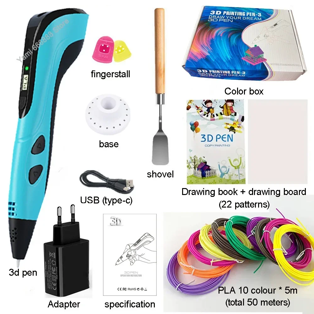 

3D printing pen DIY Pens 3D Pen for Children Kids Creative Child's Birthday Gift with PLA Filament Portable Travel Case New