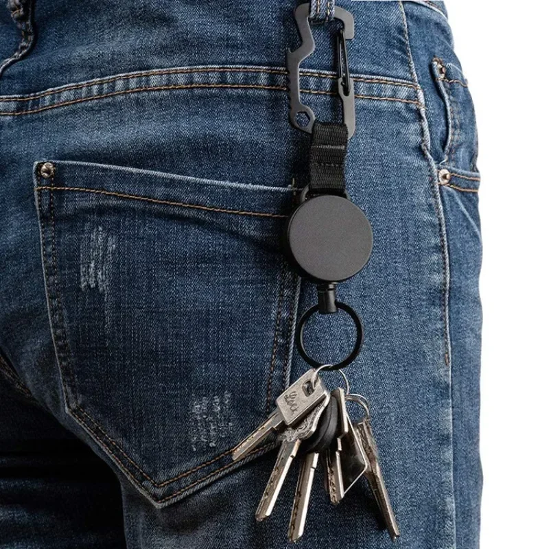 

1Pc Retractable Keychain Heavy Duty ID Pass Card Clip Badge Holder Reel Staff Workers Badge Reels Clips with Carabiner Clip