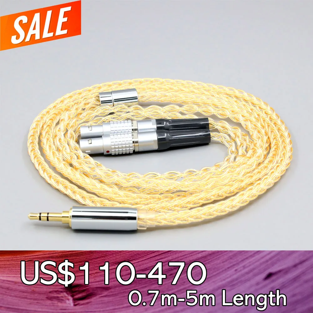 8 Core 99% 7n Pure Silver 24k Gold Plated Earphone Cable For Focal Utopia Fidelity Circumaural Headphone LN008412