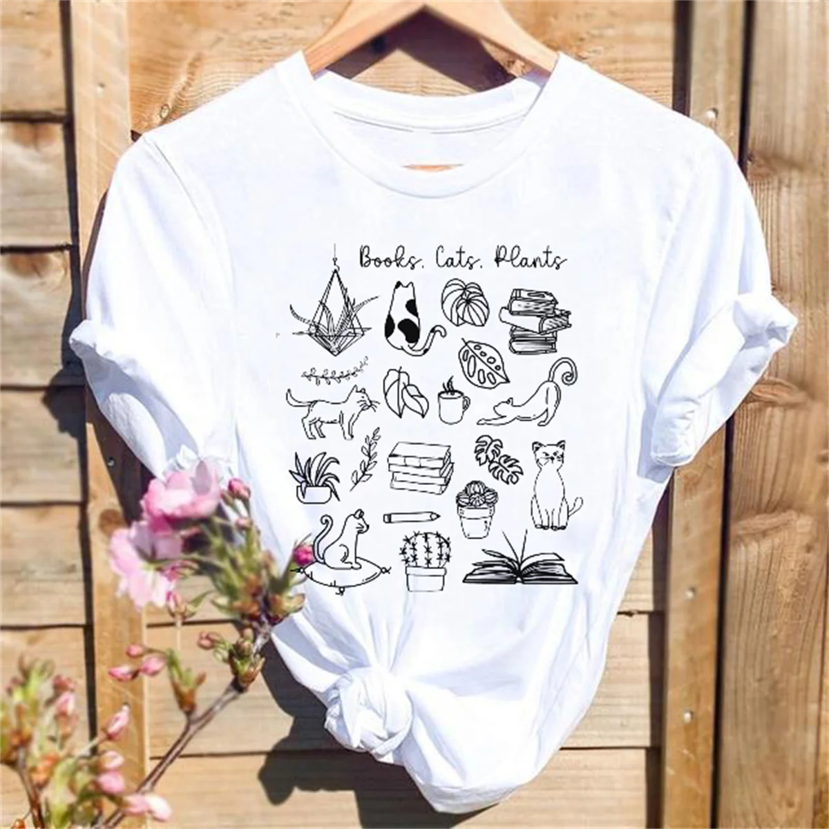 Pattern Top T-Shirt Summer Women's Watercolor Fashion Short Sleeve Round Neck Women's Printed Clothing Polyester Fabric T-Shirt