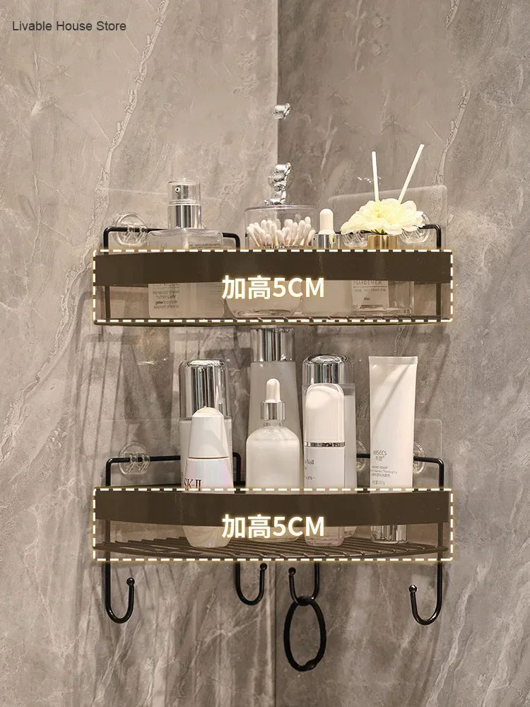 Gold Bathroom Storage Rack  non punching tripod Wall Mounted Storage holder Shampoo shower gel storage rack Bathroom Accessories