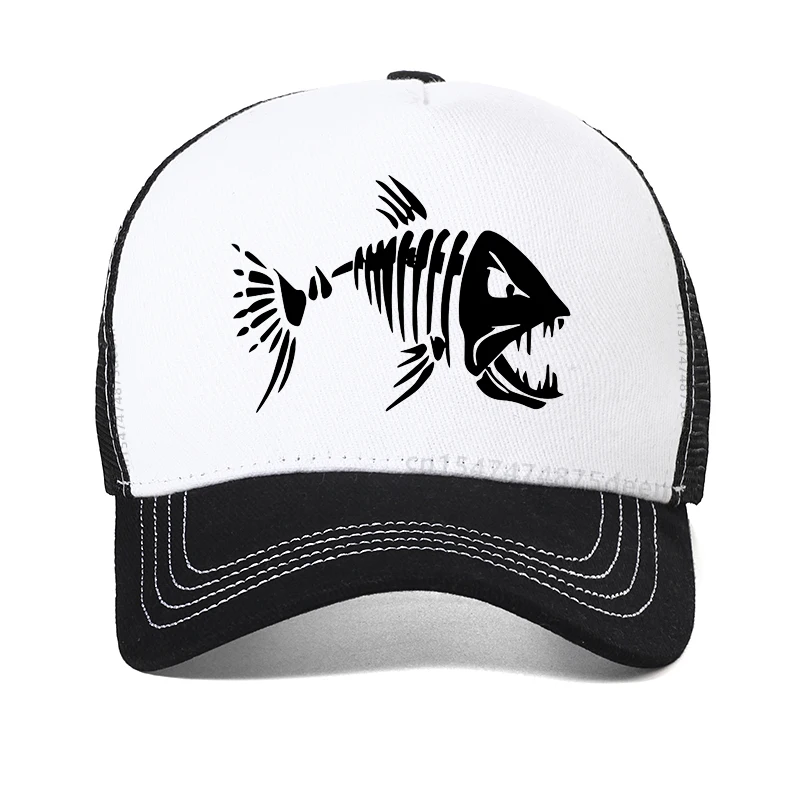 Fishbone Trucker hats Men Fishing Skeleton Fish Bone Cap HipHop Baseball Caps cool Summer Fisher Man Mesh hat gorra