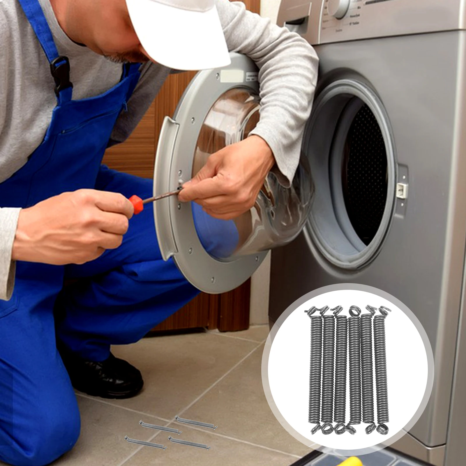 

6 Pcs Washing Machine Accessories Machines Door Spring Clamp Silver Front Load Washer Retaining