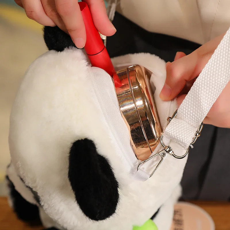 Atacado novo saco de boneca panda criativo brinquedo de pelúcia mochila meninas presente aniversário garra guindaste brinquedos