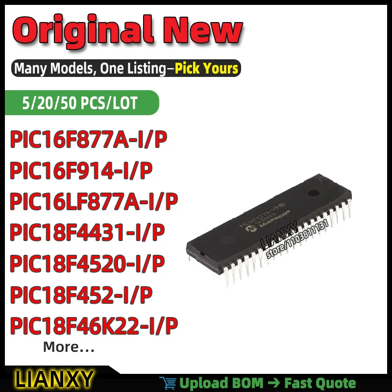 pic18f4520-i-p-pic16f877a-i-p-pic18f46k22-i-p-pic18f452-i-p-pic16f914-i-p-pic18f4431-i-p-pic16lf877a-i-p-pic18f4420-i-p-dip-40
