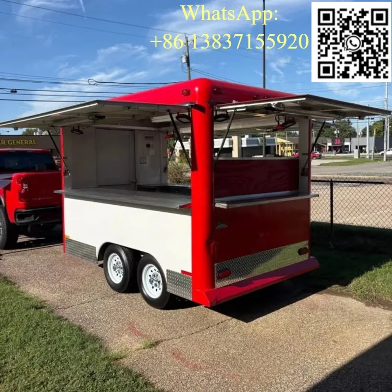 OME Classic  Square Food Trailer Double Axle Mobile Kitchen Fully Equipped Ice Cream Snack Food BBQ Concession Trailer Sale