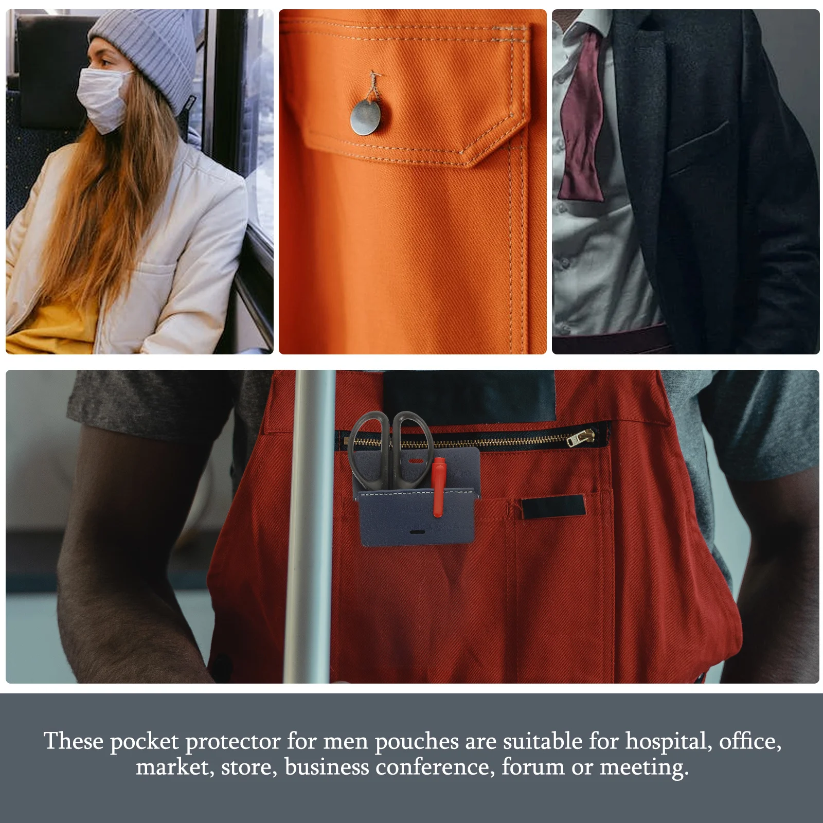 

Pocket Protector Pencil Holder Pen Sleeve for Shirts Lab Coats PU Material Portable Organizer Pocket Pen Holder