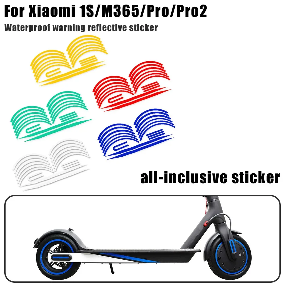 Scooter Body Warning Stickers for Xiaomi Pro 1s M365 Pro2 Electric Scooter Wheel Hub Reflective Waterproof Riding Sticker Cover