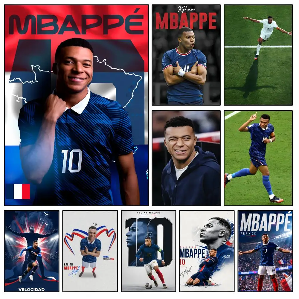 Sports Kylian Mbappe 10 Football Star Poster Waterproof HD Modern Peel And Stick Wall Decor Bedroom Living Room Dorm Office