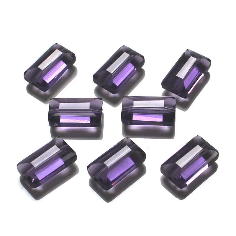 

Multi Colors Rectangle Crystal Beads 14x8mm Glass Spacer Loose Square Beads Purple Color DIY Fashion Jewelry Beads Finding AAA