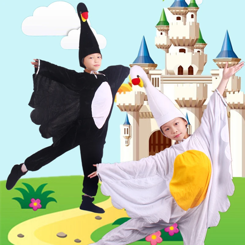 Kids Halloween Cosplay Costume White Black Swan White Goose Cosplay Costume Children's Stage Performance Costumes