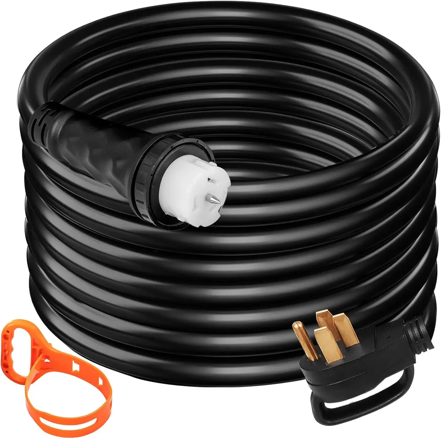 30 FT 50 Amp Generator Extension Cord STW 6/3 + 8/1, 125V 250V Generator Power Cord Twist Lock Connectors