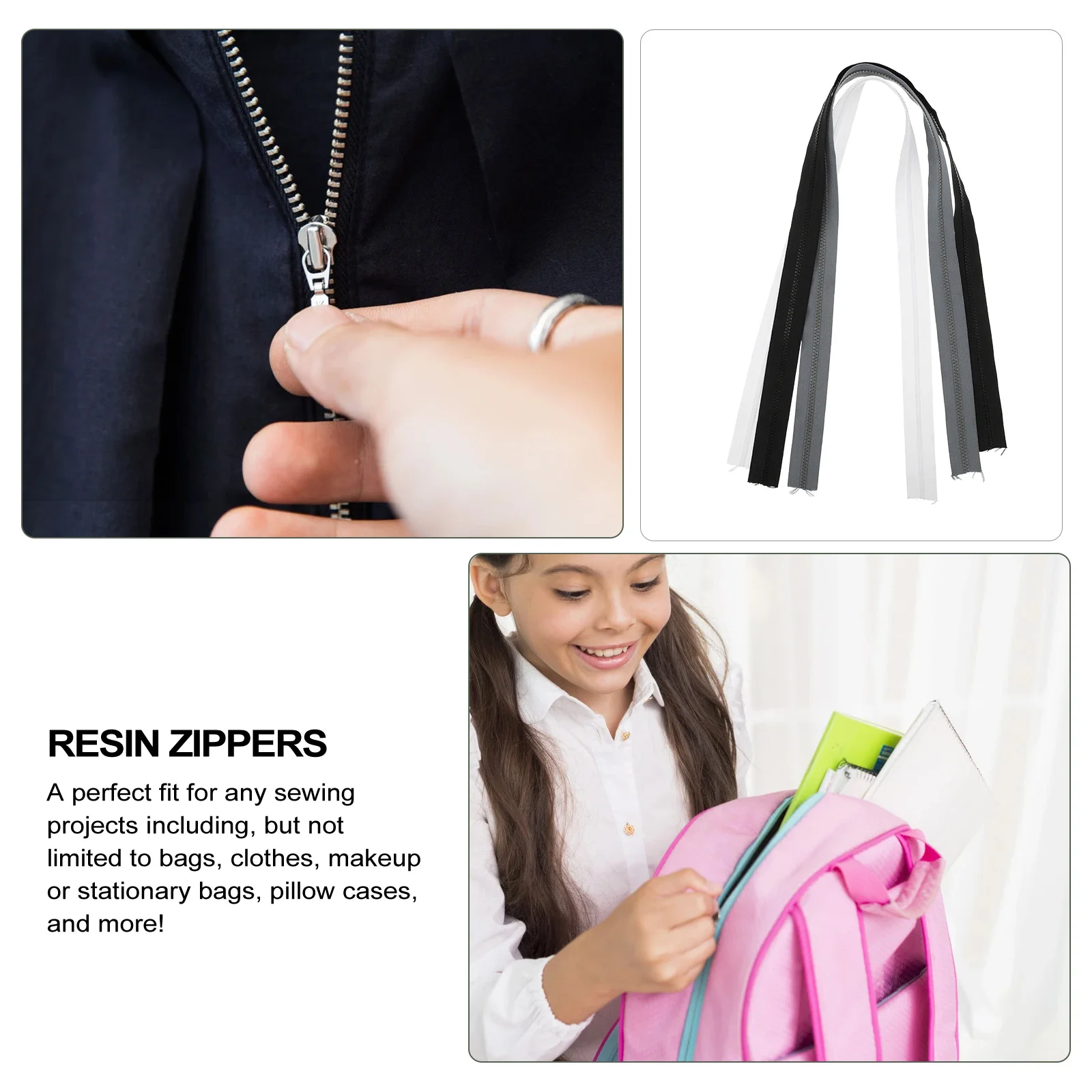 

3Pcs Resin Zipper Accessories Close End Sewing Craft Tools DIY Bag Garment Luggage Clothes Repair Resin Zippers