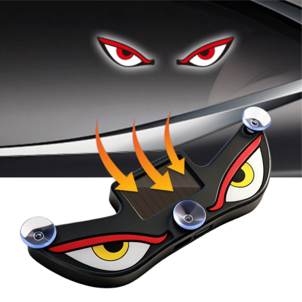 

Solar Demon Eye LED Car Window Light Devil LED Eyes Solar Powered Sign Light Warning Lamp USB Charging Interior Decoration