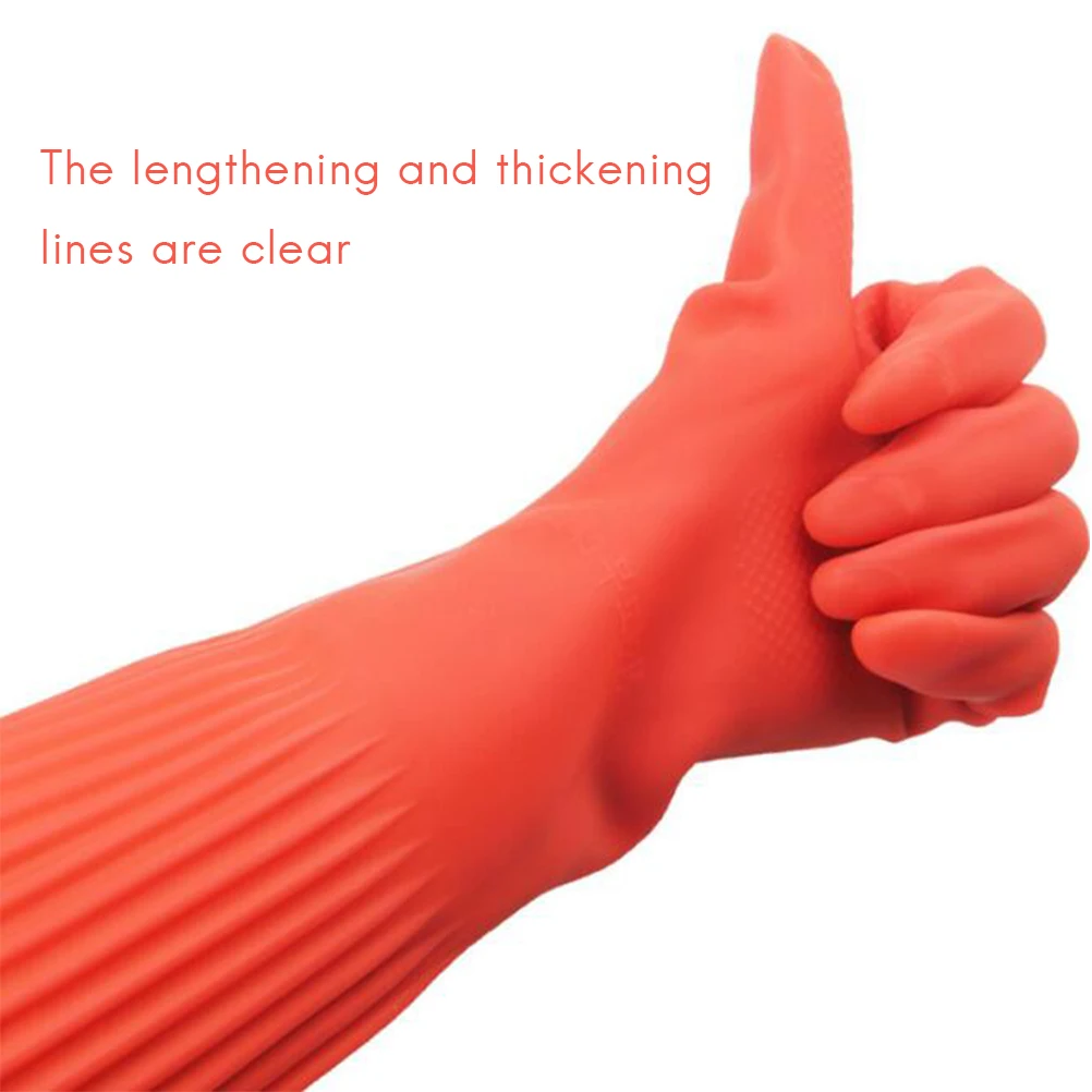 38/45/56cm Kitchen Gloves Dish Washing Waterproof Non-slip Long Sleeve Latex Cleaning Gloves Household Rubber Gloves Accessories