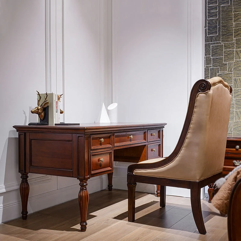 

Bookcase desk integrated desk desktop large desk solid wood bookshelf high-end villa study home