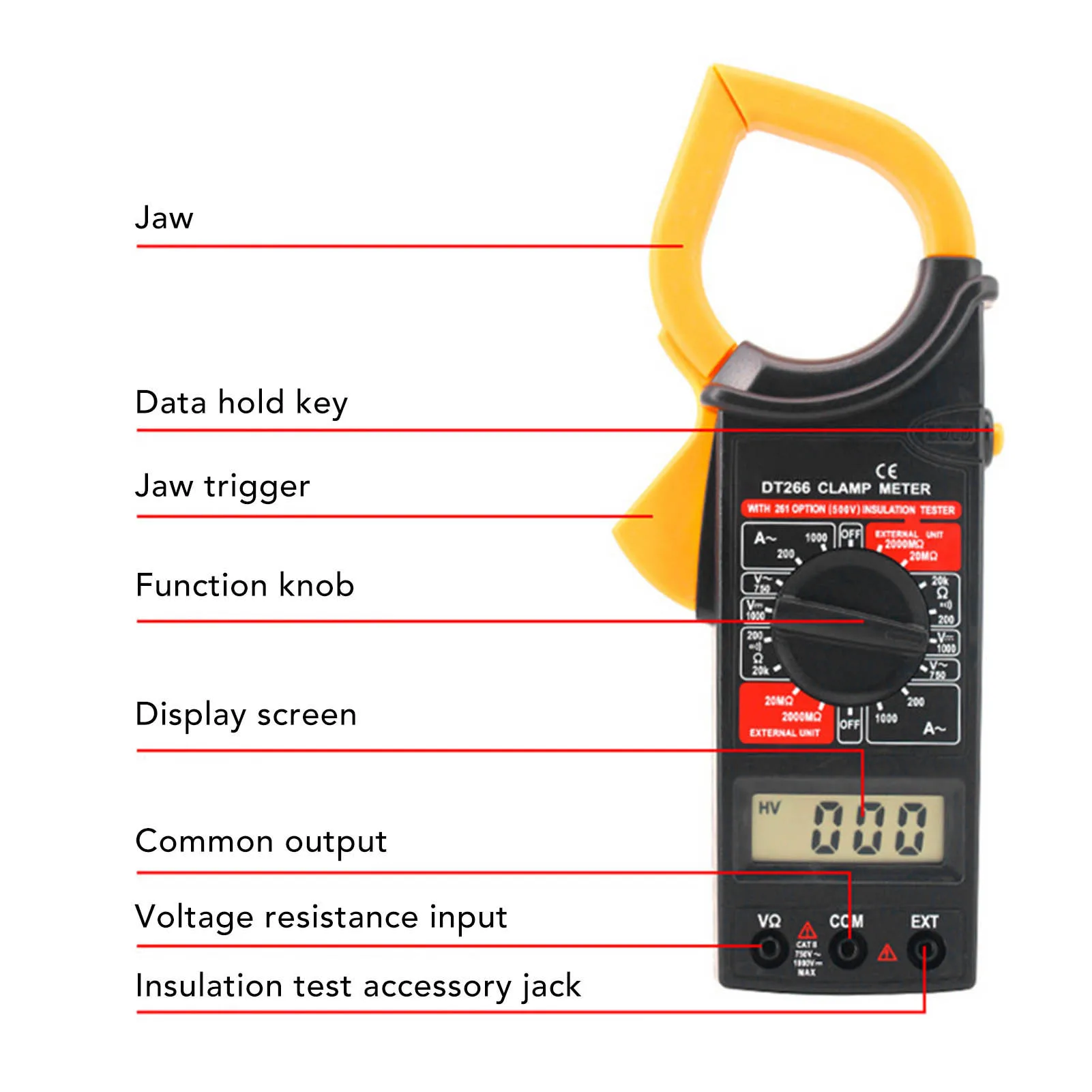 Digital Clamp Meter Handheld Electrical Voltage Tester Electrical Tool for Measure Current Voltage Clamp Meter Clamp Tester