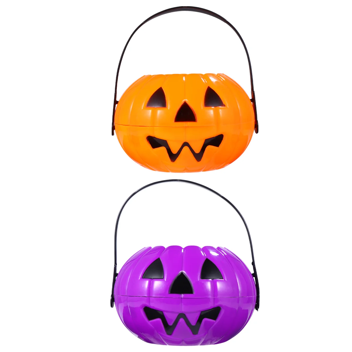 

2 Pcs Pumpkin Bucket Portable Candy Toddler Halloween Holder Plastic Decor Child