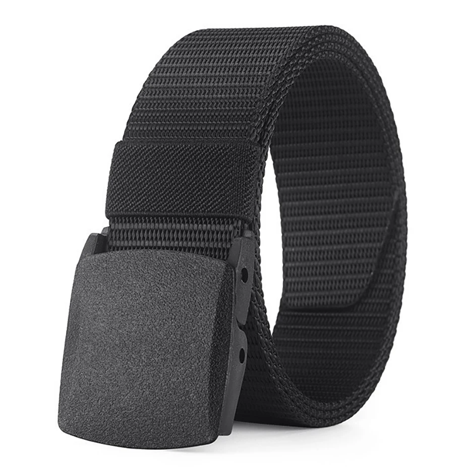 1pc Men's Canvas Belt Plastic Buckle Metal-Free Nylon Tactical Waist Belt Women's Belt Outdoor Hiking Webbing Belt Neutral Belts