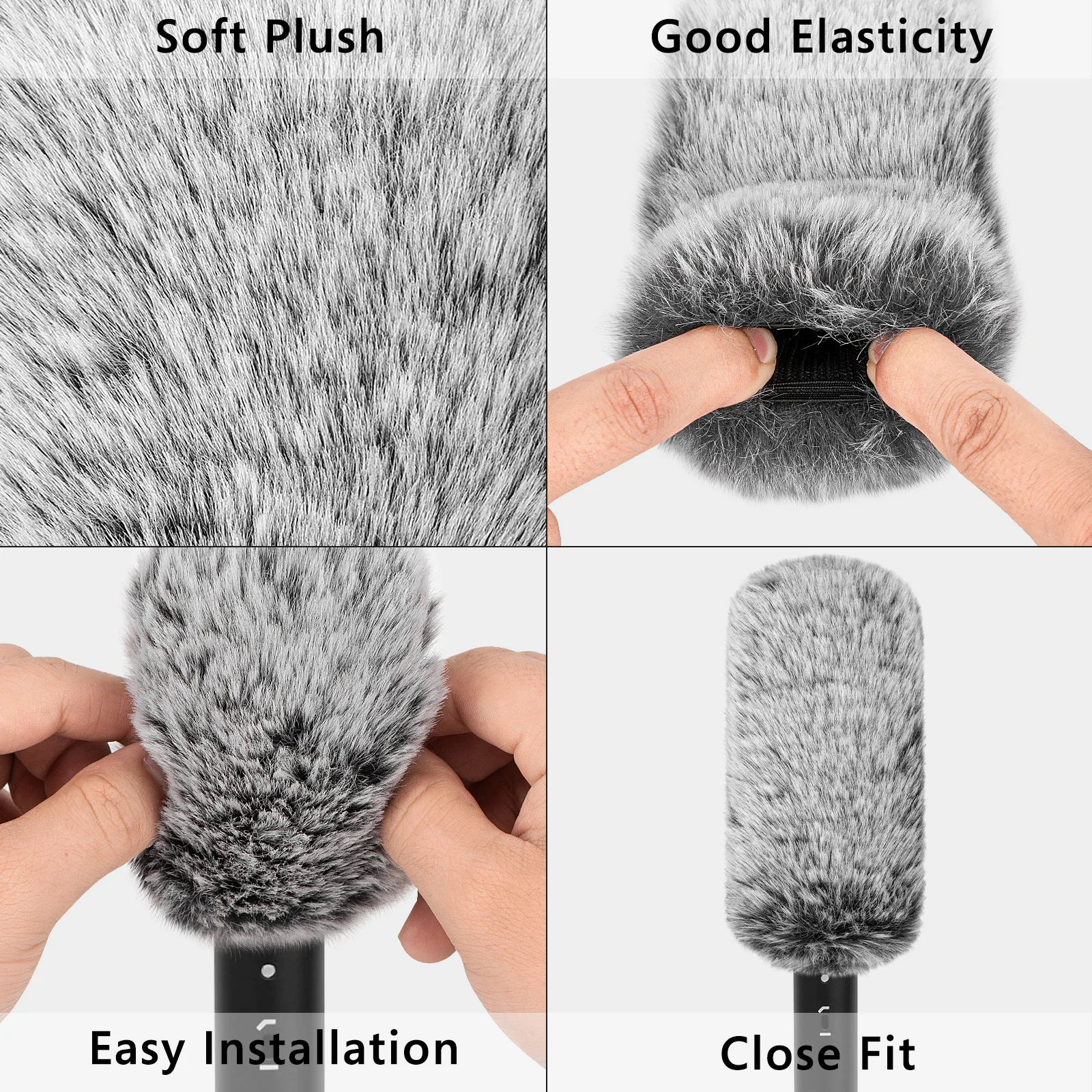 Geekria for Creators Furry Windscreen for 0.8\'\' (20mm) Diameter Shotgun Microphone, Mic DeadCat Wind Cover Muff, Windbuster