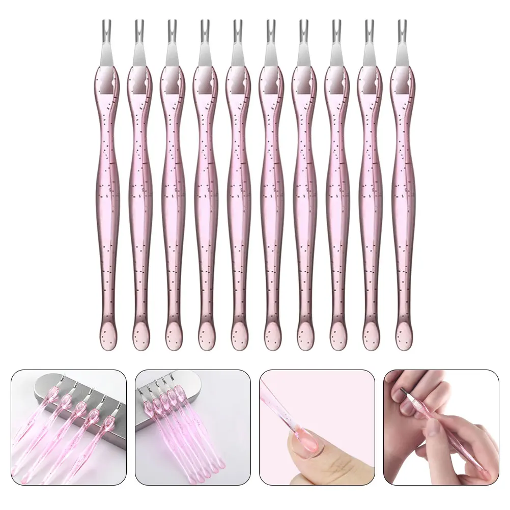 

10pcs Nail Dead Cuticle Removers Skin Forks Dead Skin Cuticle Removers PP Stainless Home Salon Use
