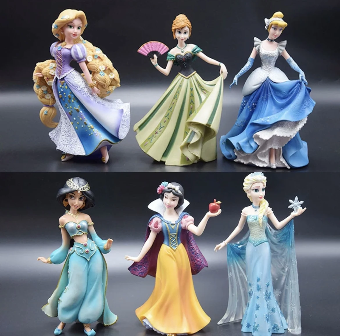 Hot 20cm Disney Character Frozen Elsa Anna Snow White Rapunzel Resin Anime Model Doll Decoration Cute Girl Toy Gift