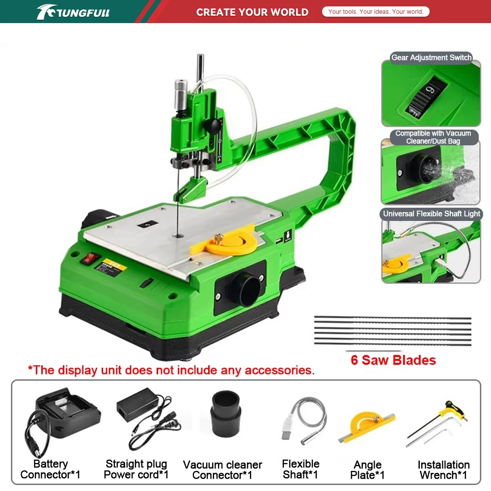 TUNGFULL Electric Desktop Curve Scroll Saw Bench Jigsaw Precise Curve Cutting Machine for Woodworking DIY Craft Projects
