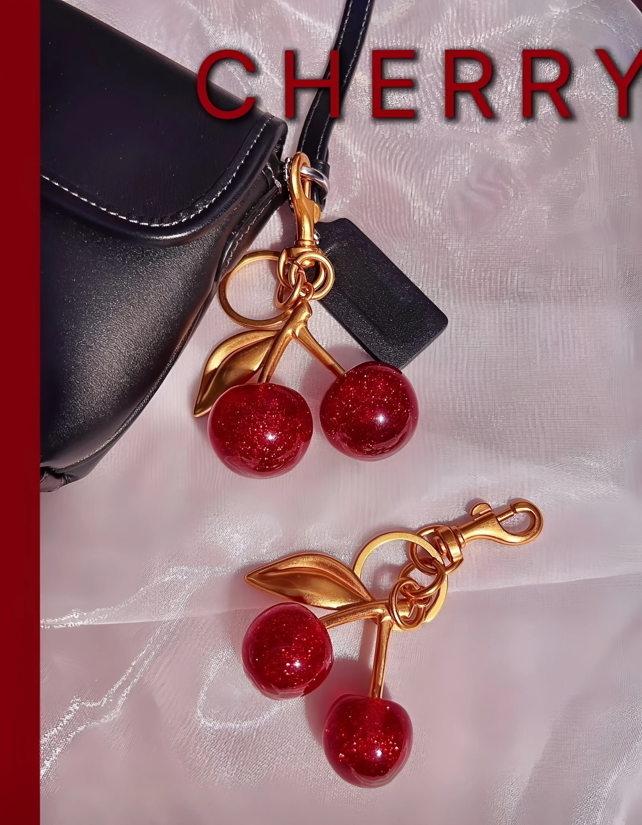 Llavero de Cereza Roja de Moda, Colgante de Frutas de Verano, Llavero para Mujeres y Hombres, Joyería, Accesorios para Bolsos, Regalo