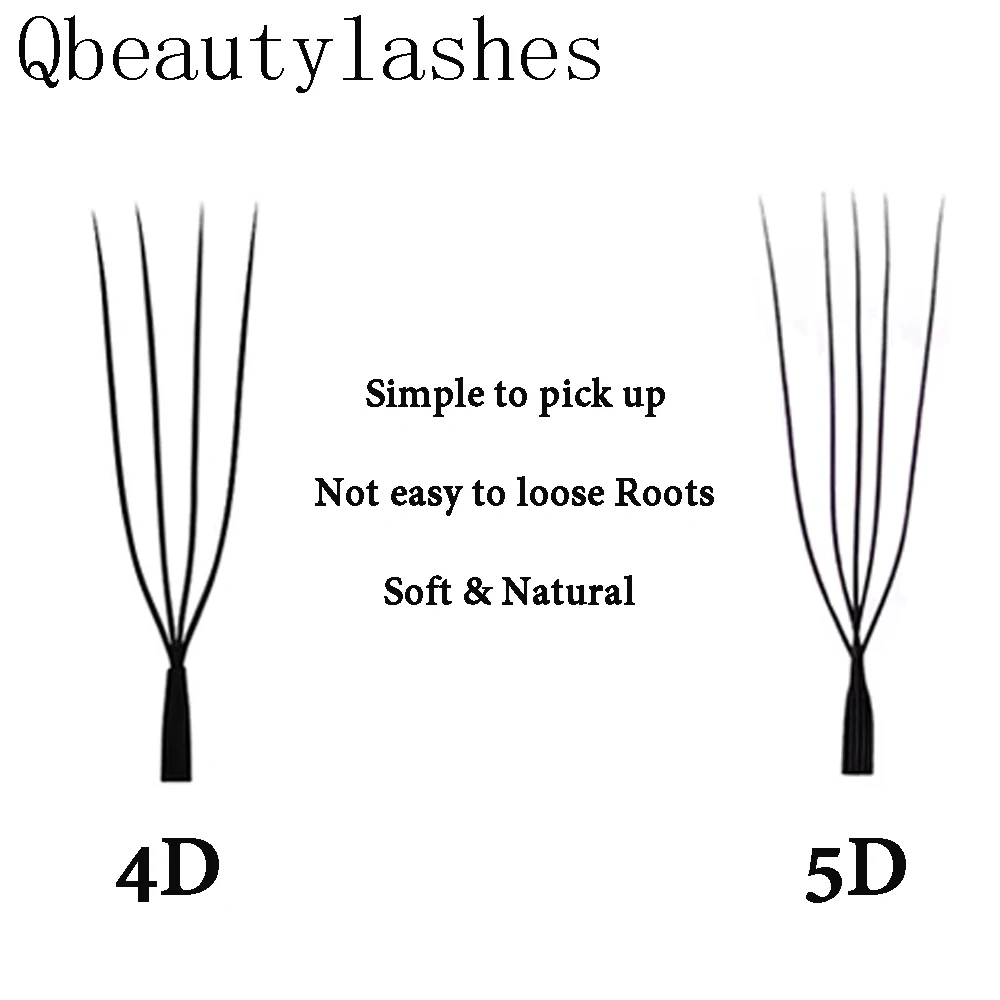 Qbeautylashes U 4D 5D まつげエクステ 簡単に取り外せるYYラッシュ ソフト平行プレメイドファンラッシュ C Dカール メイクアップツール
