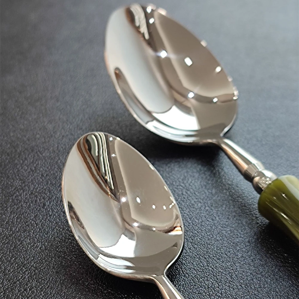 New Resin Cutlery Bamboo Style 18/10 stainless steel 304 Classical Flatware Dinnerware Set Silver Drop Shipping