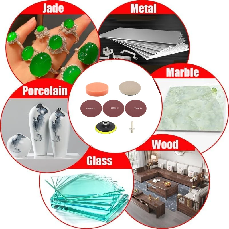 

7 шт. 3-дюймовый красный шлифовальный полировальный набор с опорной пластиной M10, шерстяной фетр, зернистость 1500, наждачная бумага, полировальная губка для автомобиля, металла, дерева