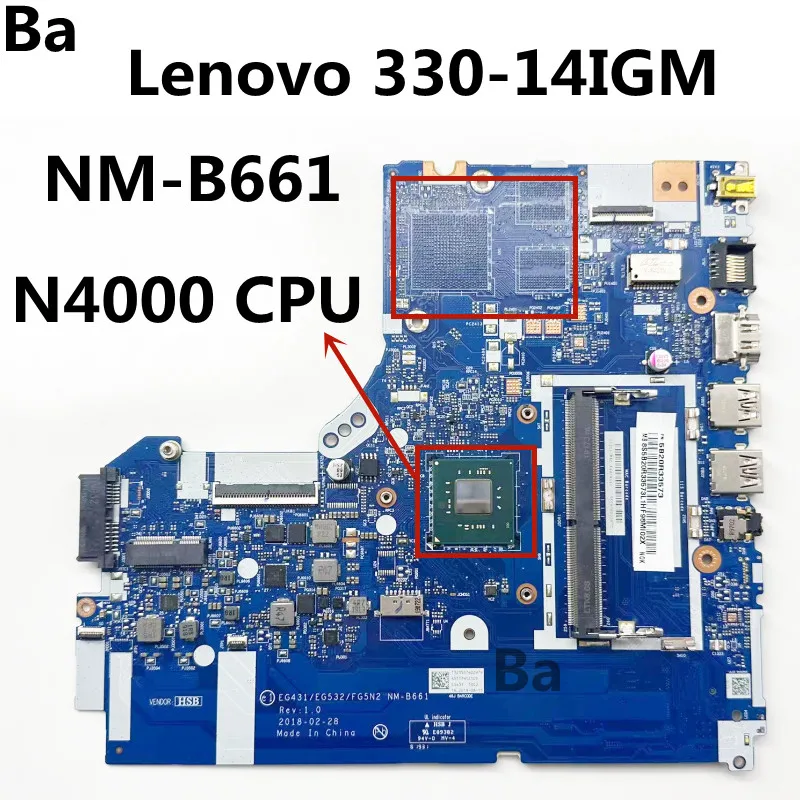 For Lenovo 330-14IGM Laptop Motherboard NM-B661.With CPU N4000.DDR4 Tested 100% Work