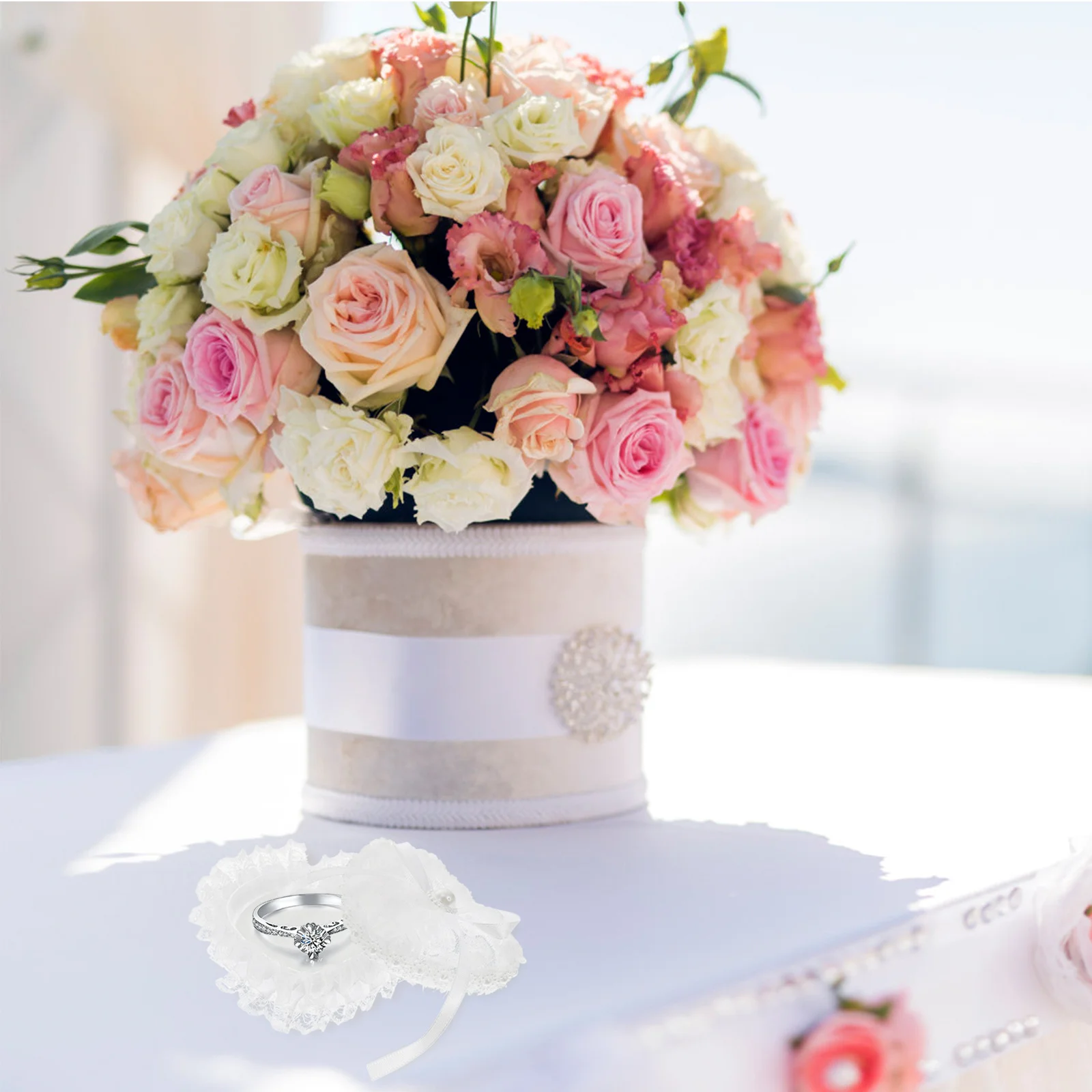 

1pc Heart Shaped Box Wedding Ring Case Lace Design Plastic Cloth Material Engagement Proposal Gift Bridal Shower Ring Bearer