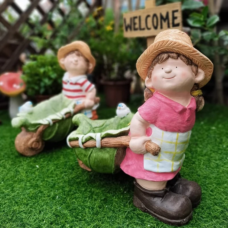 Outdoor Garden Flower Pot Creative Boys and Girls Landscape Decor Cartoon Painted Hydronic Basin Courtyard Versatile Plant Tub