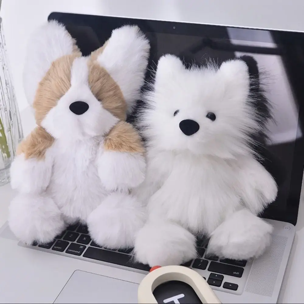 Samoyed tas bahan boneka Corgi Diy anak anjing bahan mewah dengan perekaman Kit bahan hewan mewah Diy dapat bergerak telinga