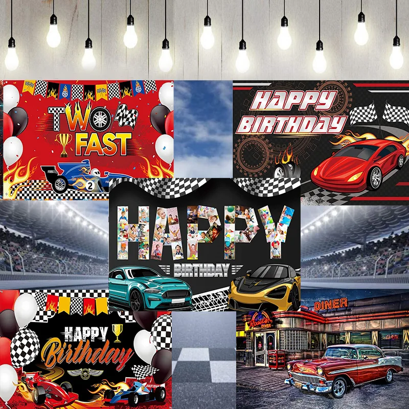 Route 66 Gas Photography Backdrop Bithday Party Station Vintage Car Background Photo Banner Poster Decoration Party Baby Showe