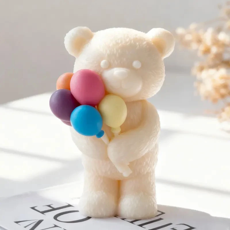 2026 New DIY Valentine's Day Balloon Bear Silicone Mold Handmade Gift Aroma Candle Gypsum Resin Decoration Molds