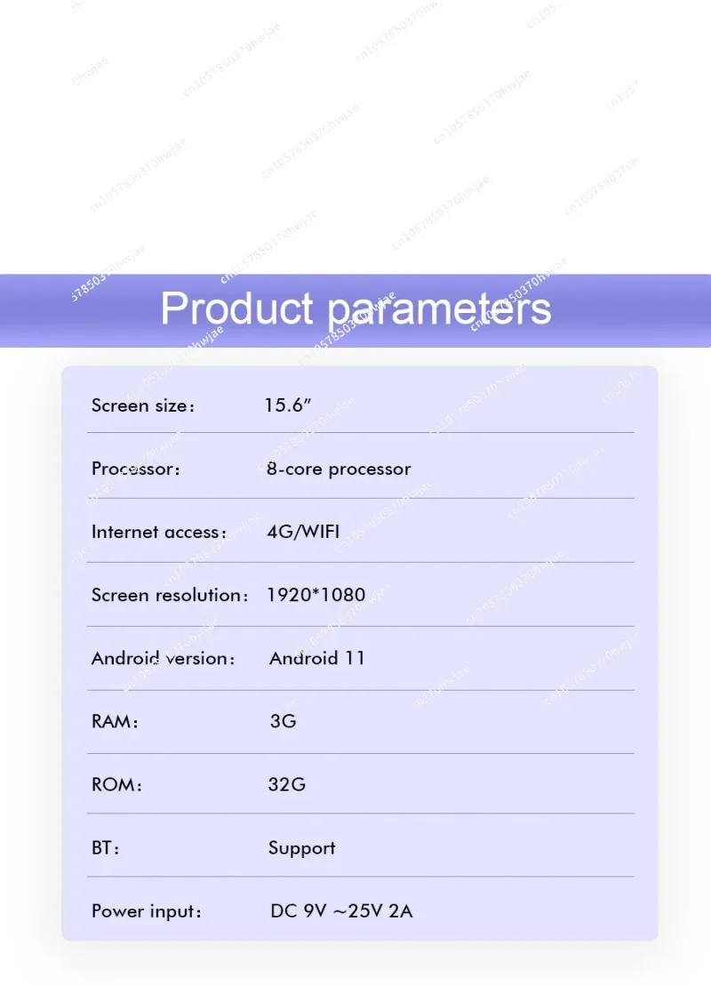 15.6 Inch Android 11 Car Back Seat Bluetooth Connectivity Built-In Speaker LC200/LC300/LX570/LX6000/Prado