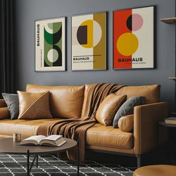 Creative Color Geometric Pattern Wall Art Canvas Painting Nordic Bauhaus Style Poster Print Picture for Modern Living Room Decor