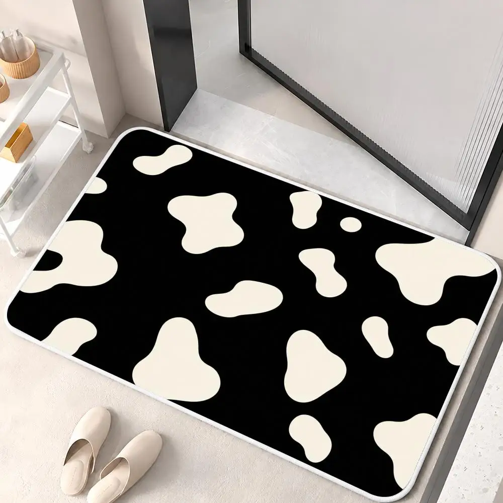 Cream Abstract Floor Mat Flannel Rug Soft Non Slip Washable Door Mat for Bedroom Living Room Home Decor