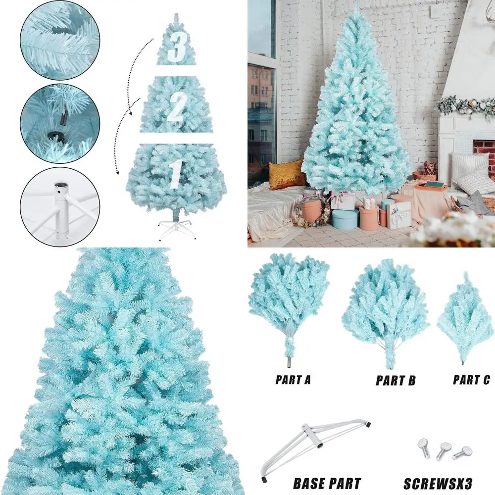

1.3m Pre-Lit Artificial Spruce Tree with Metal Stand for Outdoor & Indoor Christmas Decor