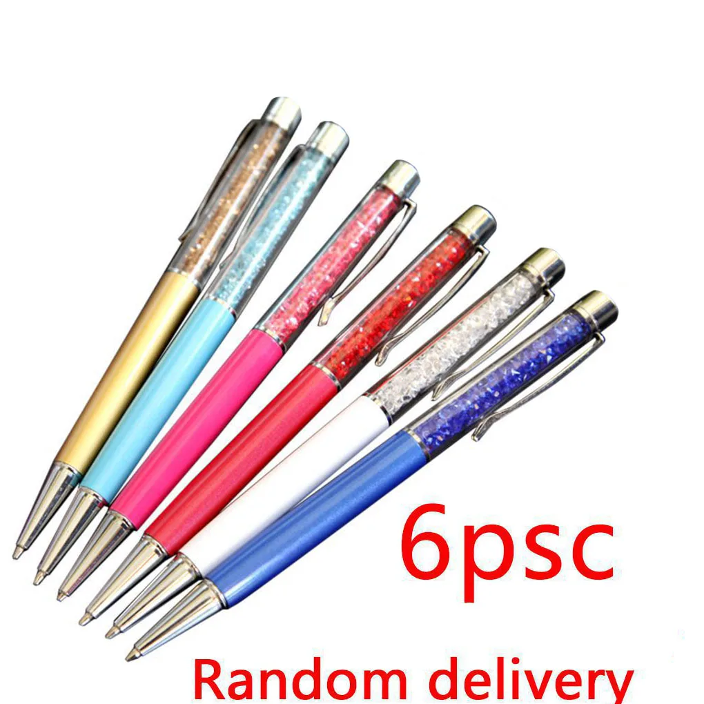 6Pcs Gel Pens Crystal Cute Gel Ink Pens Color Random For Student