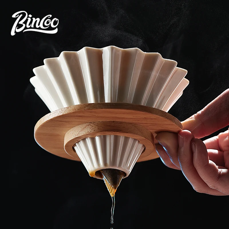 Bincoo Reusable Ceramic Filter and Shared Pot Hand Brewing Coffee Set Home and Outdoor 3-Piece Drip Filter Accessories