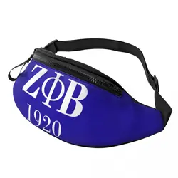 Custom Zeta Phi Beta Sorority Logo Fanny Pack Casual Greek Letter 1920 Crossbody Waist Bag for Camping Biking Phone Money Pouch